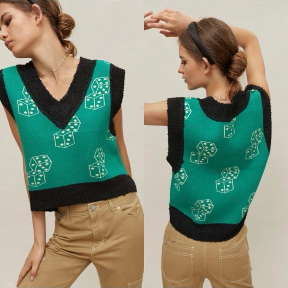 Urban Outfitters Womens Size Medium Green Dice Vest New with Tags
